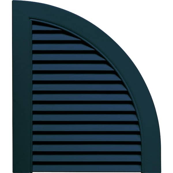 Builders Edge 15 in. x 17 in. Louvered Design Midnight Blue Quarter Round Tops Pair #166