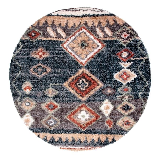 Nuloom Southwestern Rosemarie Moroccan Tassel Blue 4 Ft Round Indoor Area Rug Ozfg01b R404 The Home Depot Nuloom Southwestern Rosemarie Moroccan, Round Southwestern Area Rugs