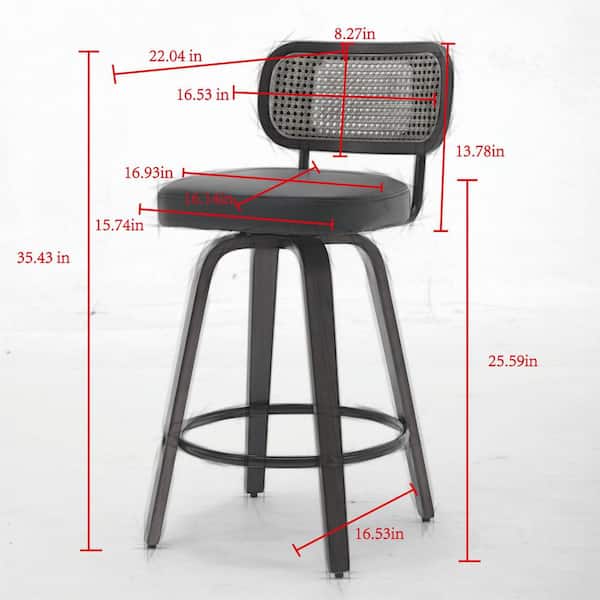 35.4 in. H Green Wood Swivel Counter Height Bar Stools Set of 3