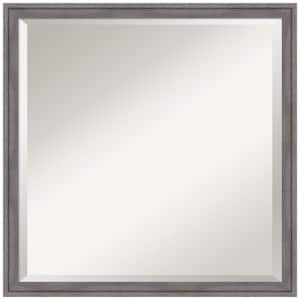 Florence Grey 21.75 in. x 21.75 in. Beveled Casual Square Framed Bathroom Wall Mirror in Gray