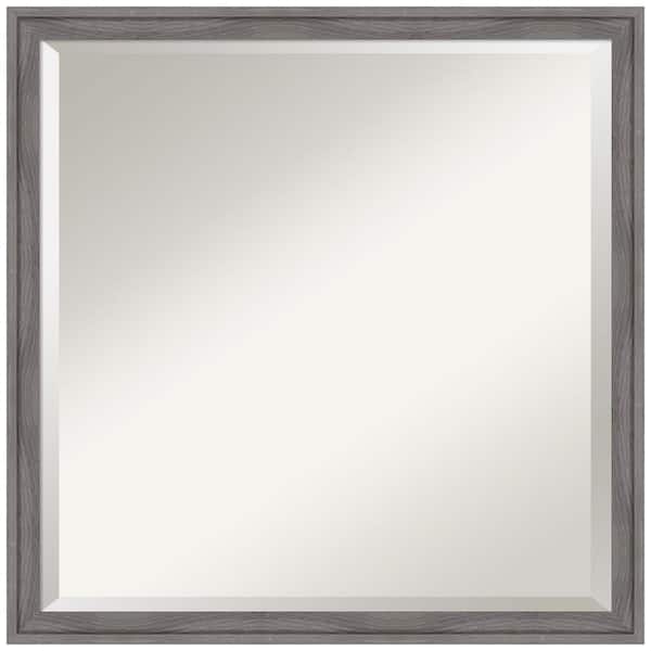 Amanti Art Florence Grey 21.75 in. x 21.75 in. Beveled Casual Square Framed Bathroom Wall Mirror in Gray