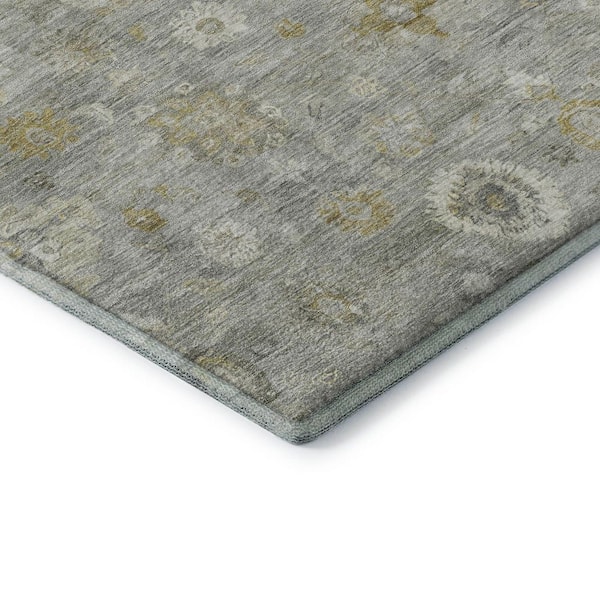 Mayfield Premium Machine Washable Abstract AMF1770 Gray 2 ft. 3 in. x 7 ft. 6 in. Runner Rug