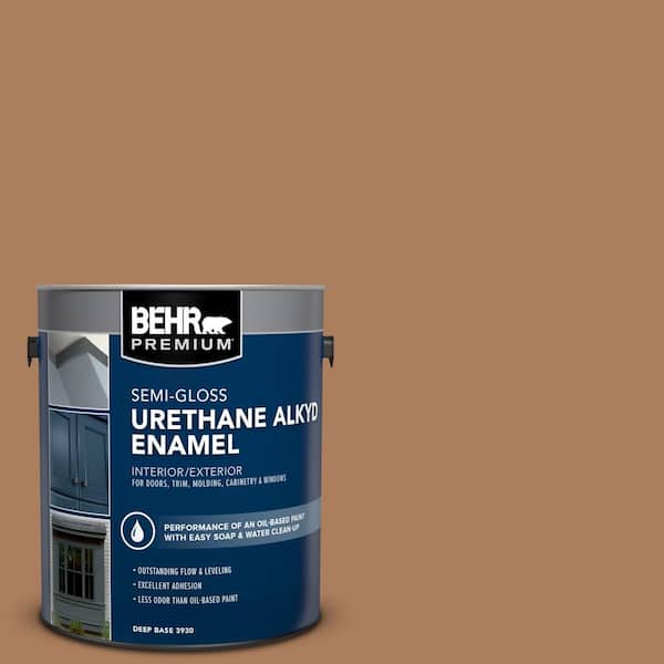 BEHR PREMIUM 1 gal. #S230-6 Burnt Toffee Urethane Alkyd Semi-Gloss Enamel Interior/Exterior Paint