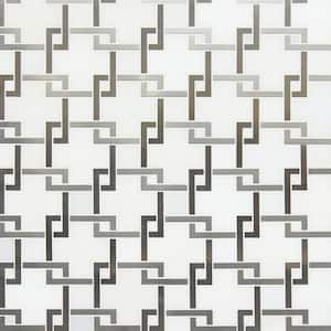 Geometric Blanco Lynx 10.4 in. x 10.47 in. Mixed Marble Metal Look Wall Tile (7.6 sq. ft./Case)