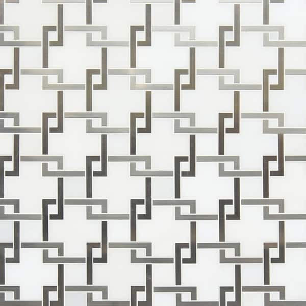 MSI Geometric Blanco Lynx 10.4 in. x 10.47 in. Mixed Marble Metal Look Wall Tile (7.6 sq. ft./Case)