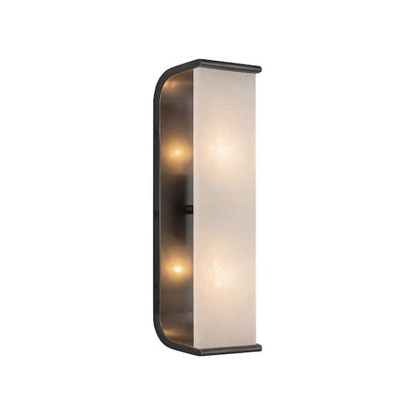 Abbott 15-in 2 Light 60-Watt Urban Bronze/Alabaster Vanity Light