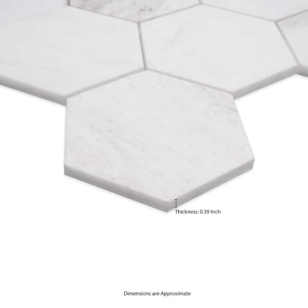MSI Arabescato Venato 5 in. Hexagon 10 in. x 13 in. Honed Marble