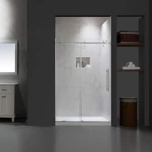 48 in. W x 76 in. H Sliding Frameless Shower Door in Bright Chrome Finish with Clear Glass