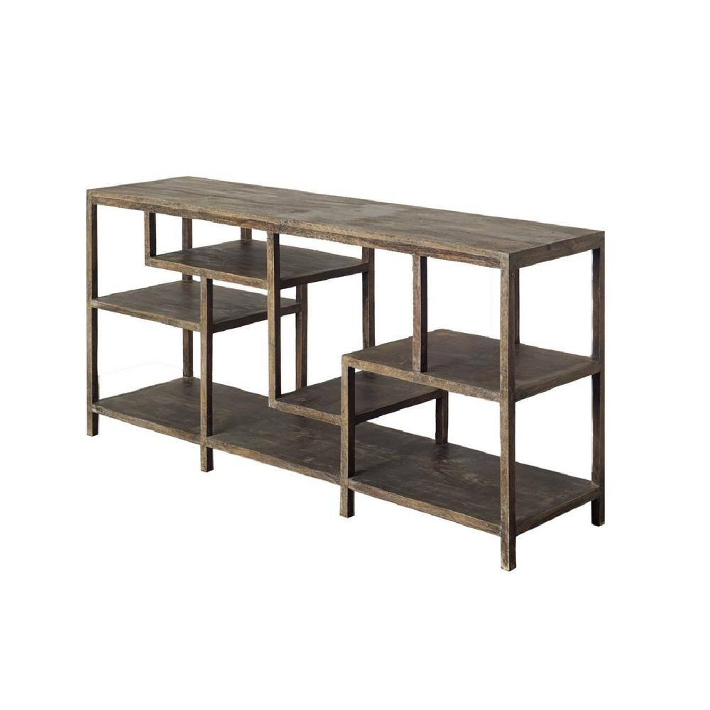 Wright I 66 in. Medium Brown Standard Rectangle Wood Console Table with Storage price history on PriceWatchPro