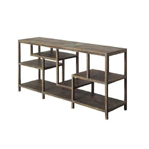 Wright I 66 in. Medium Brown Standard Rectangle Wood Console Table with Storage