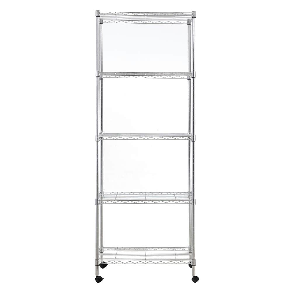 Chrome 5-Tier Steel Utility Wire Garage Storage Shelving Unit with 4-Casters (30 in. W x 59 in. H x 14 in. D) -  mzg, E3575150OH501AC