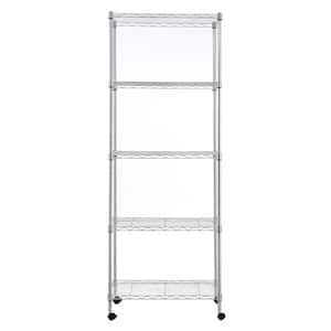 Chrome 5-Tier Steel Utility Wire Garage Storage Shelving Unit with 4-Casters (30 in. W x 59 in. H x 14 in. D)