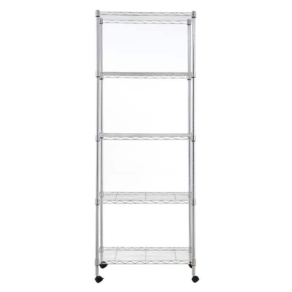 mzg Chrome 5-Tier Steel Utility Wire Garage Storage Shelving Unit with 4-Casters (30 in. W x 59 in. H x 14 in. D)