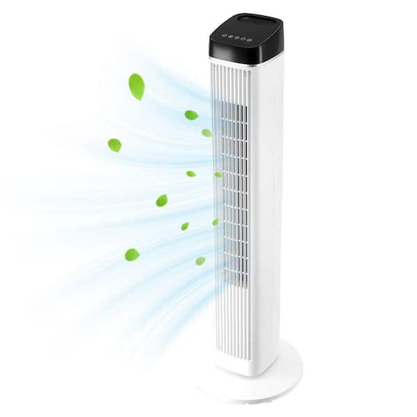 40 in. 3-Speeds Tower Fan in White with Remote Control, Timer,  22 ft./s High Velocity