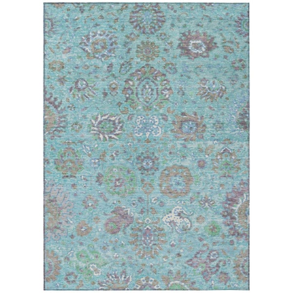 Chantille Machine Washable Indoor/Outdoor Abstract ACN2013 Teal 10 ft. x 14 ft. Area Rug