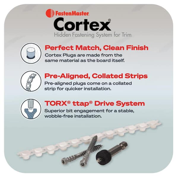 Collated Cortex Hidden Fastening System for AZEK Trim – 2-3/4 inch Cortex  screws and plugs – Traditional (50 LF)