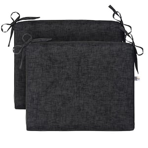 Storm Black Small Square Outdoor Seat Cushion with Ties (2-Pack)