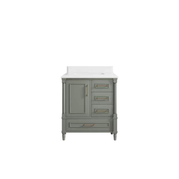 Willow Collections Hudson 30 in. W x 22 in. D x 36 in. H Single Sink Bath Vanity Center in Evergreen with 1.5 in. White Quartz Top