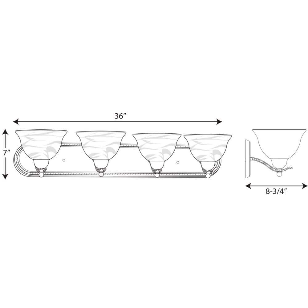 Avalon Brushed Nickel 4-Light Bath Vanity with Alabaster Glass Shades