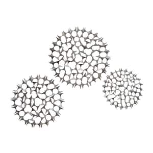 Metal Silver Starburst Wall Decor with Cutout Design (Set of 3)