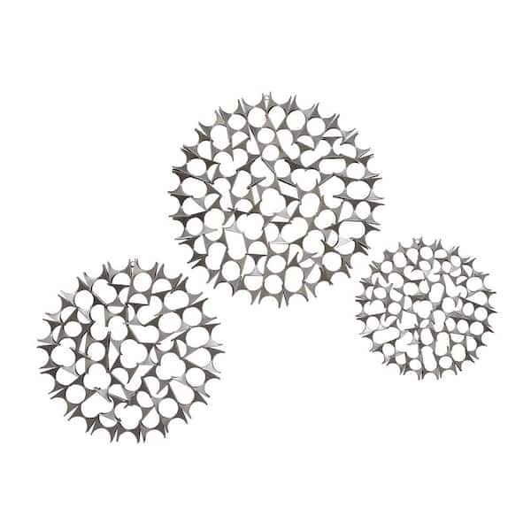 Caspian 3-Pack 23 in. x 1 in. Silver Metal Starburst Wall Decor with Cutout Design