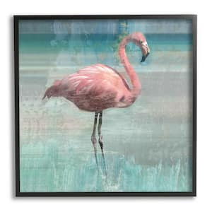 Layered Flamingo Bird Portrait Design By Nan Framed Animal Art Print 12 in. x 12 in.
