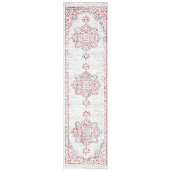 Rust And Ivory Check Rug SAFAVIEH Shivan 2 ft. x 8 ft. Ivory/Rust Medallion Distressed Runner ...