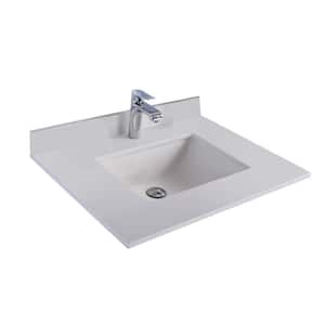 30 in. W x 22 in. D Quartz Vanity Top in White with White Rectangular Single Sink