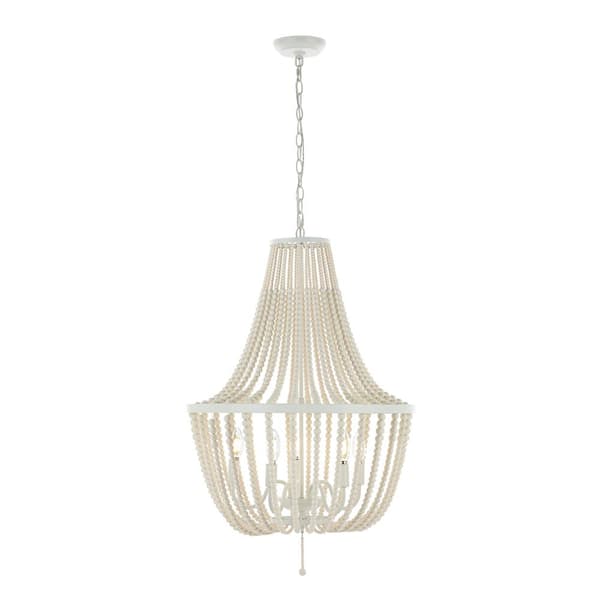 Elanie 4-Watt 5-Light White Pendant Light Metal Glass Shade