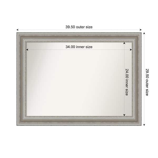 Amanti Art Parlor Silver 39.5 in. x 29.5 in. Custom Non-Beveled Recycled Polystyrene Framed Bathroom Vanity Wall Mirror