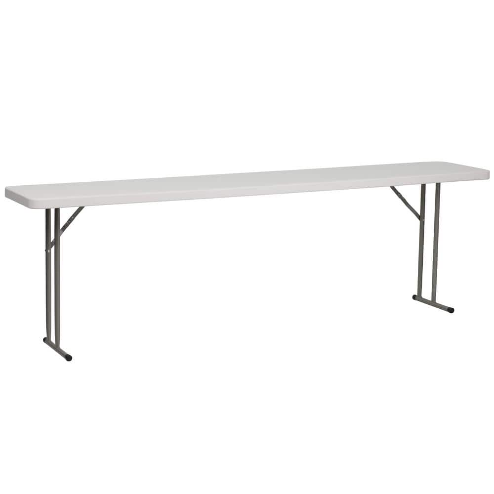 Carnegy Avenue 96 in. White Plastic Tabletop Metal Frame Folding Table ...