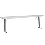 96 in. White Plastic Tabletop Metal Frame Folding Table