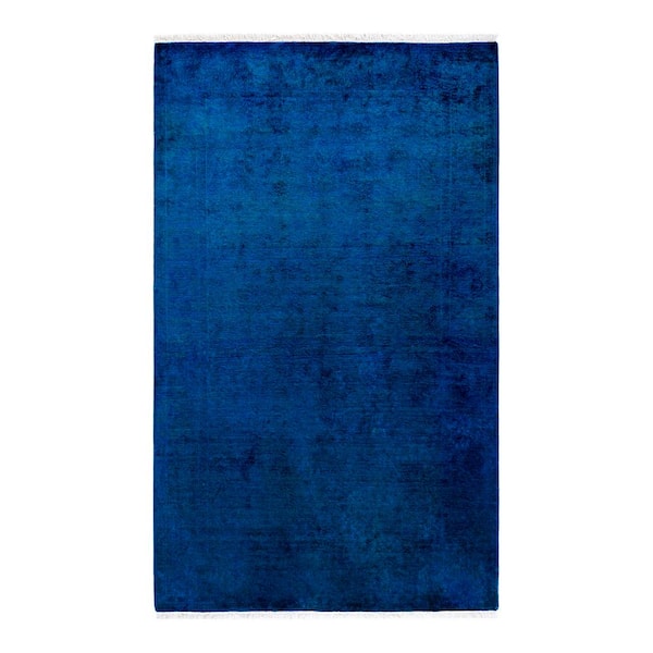 Fine Vibrance Blue 3 ft. x 5 ft. Solid Wool Indoor Area Rug