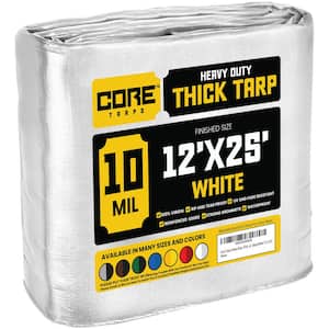 12 ft. x 25 ft. White 10 Mil Heavy Duty Polyethylene Tarp, Waterproof, UV Resistant, Rip and Tear Proof