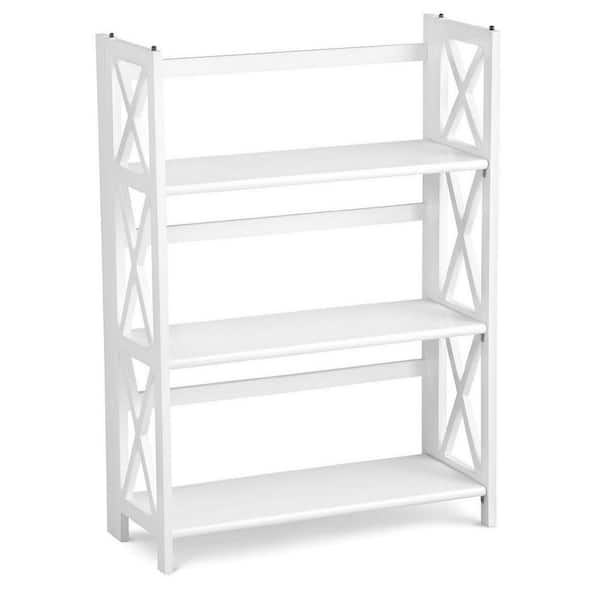 Casual Home 38 In White Wood 3 Shelf, White Open Back Bookcase