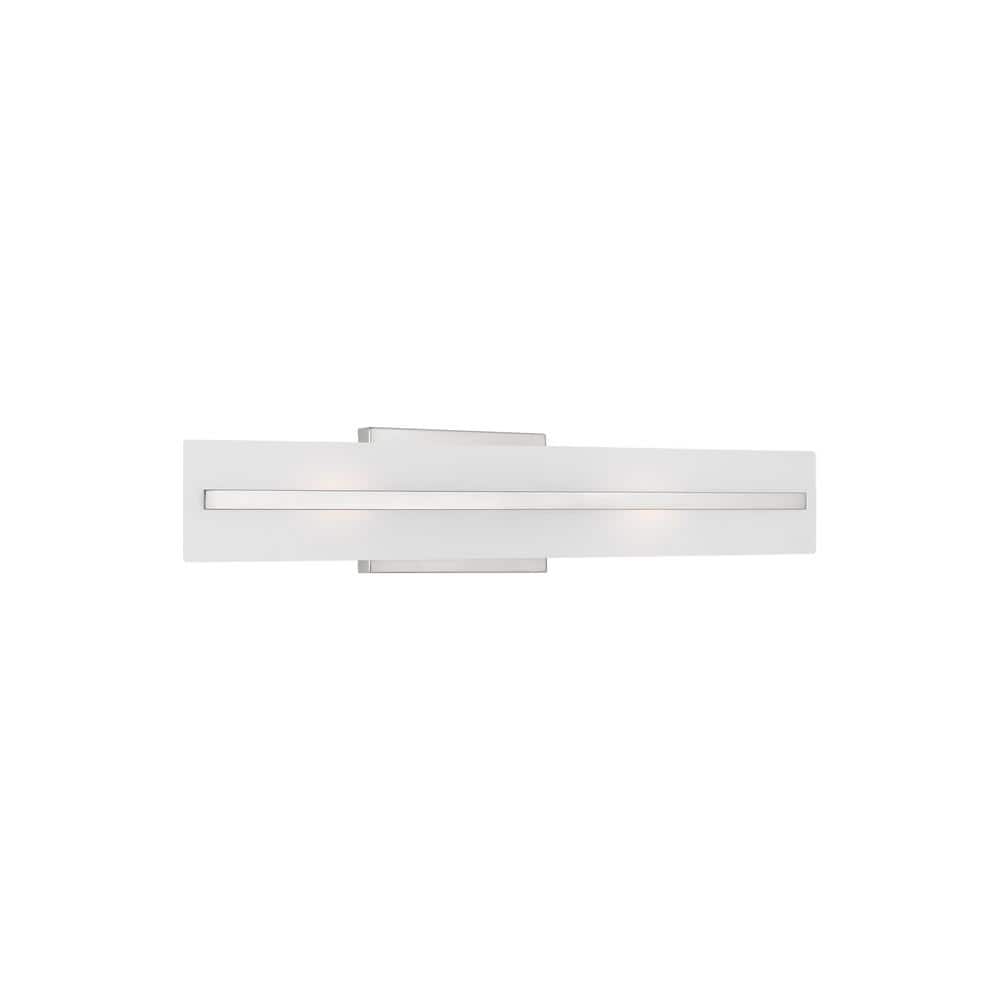 Modern Brushed Nickel 2-Light Bath Vanity with Satin Etched Glass