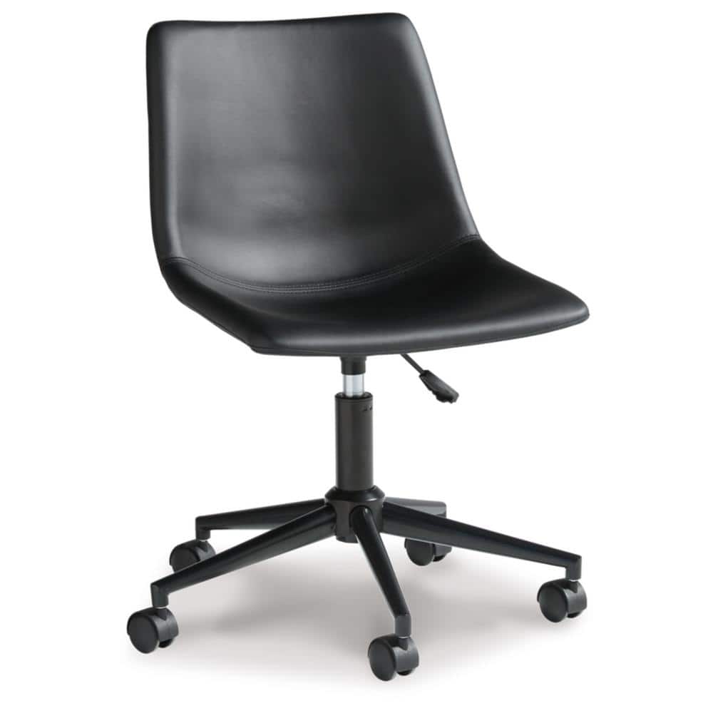 Transitional Black Faux Leather Armless Desk Chair