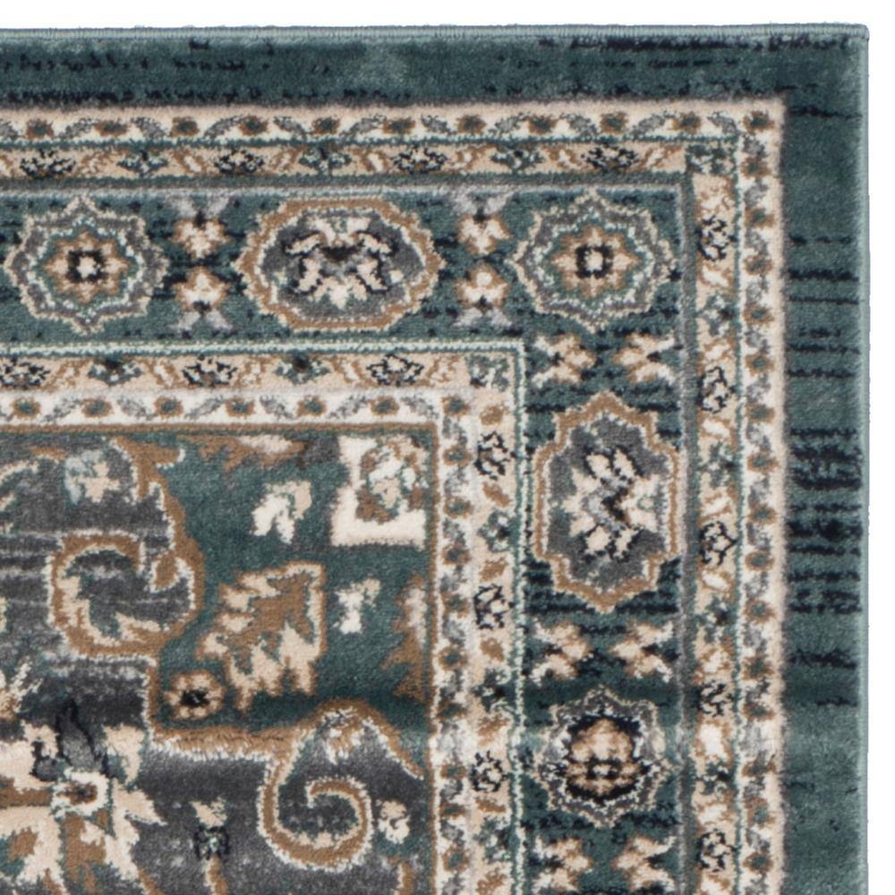 Teal and Grey 6' x 9' Traditional Synthetic Area Rug