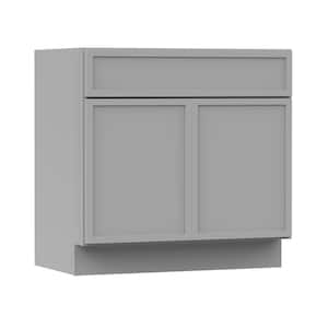 36 in. W x 21 in. D x 32.5 in. H 2-Doors Bath Vanity Cabinet without Top in Gray