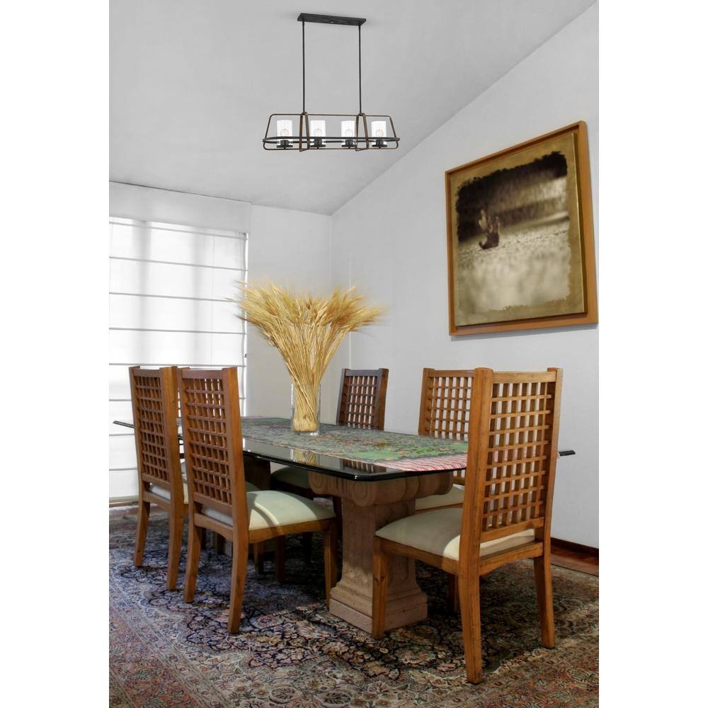 Black Forged Metal 4-Light Island Chandelier