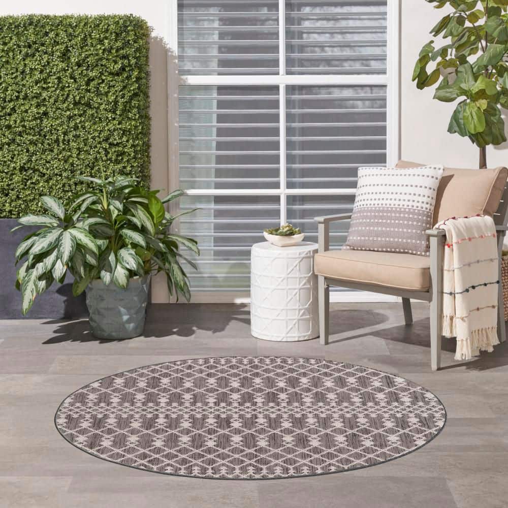 Positano Charcoal 4' Round x 4 ft. Moroccan Contemporary Round Area Rug price history on PriceWatchPro