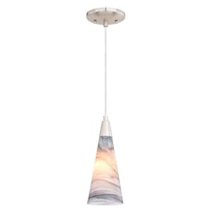 Milano 1-Light Satin Nickel Pendant Light LED Compatible Transitional Mini Pendant Ceiling Light Multi-Color Art Glass
