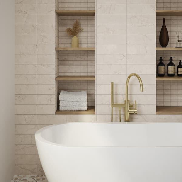 Take Home Tile Sample - Vanilla Cream 4 in. x 6 in. Honed Subway Marble Wall and Floor Tile