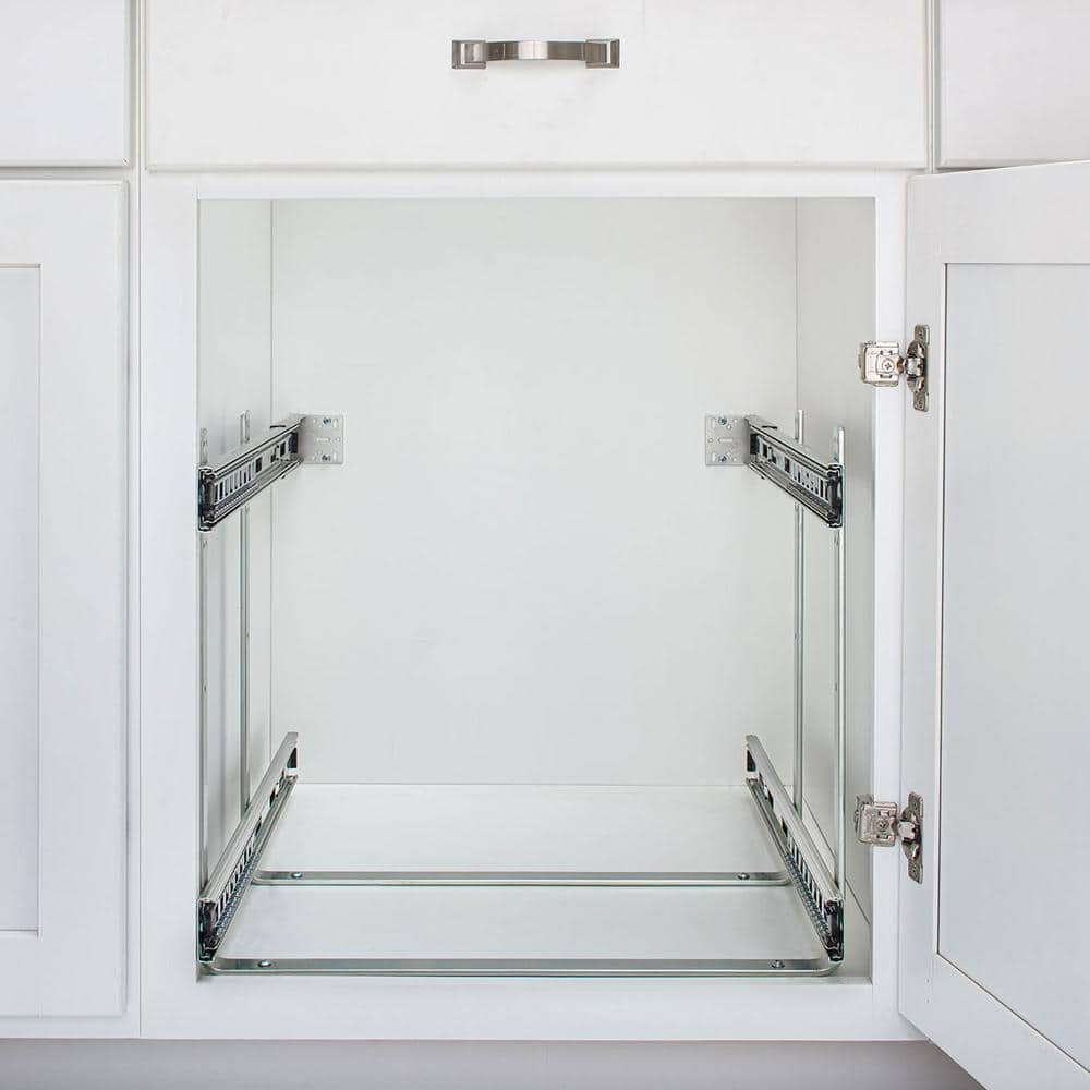 Chrome 2-Tier Wire Basket Pull Out Shelf for Cabinets