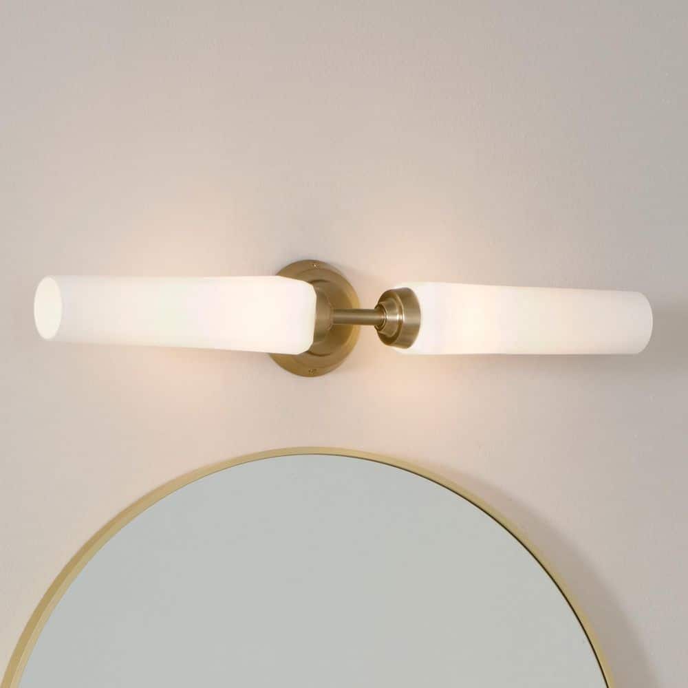Truby 25.75 in. 2-Light Champagne Bronze Contemporary Bathroom Vanity Light with Satin Etched Cased Opal Glass price history on PriceWatchPro