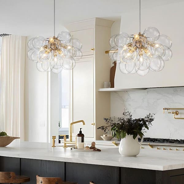 GoYeel Bublume 6-Light Gold Modern/Contemporary Clear Glass Globe