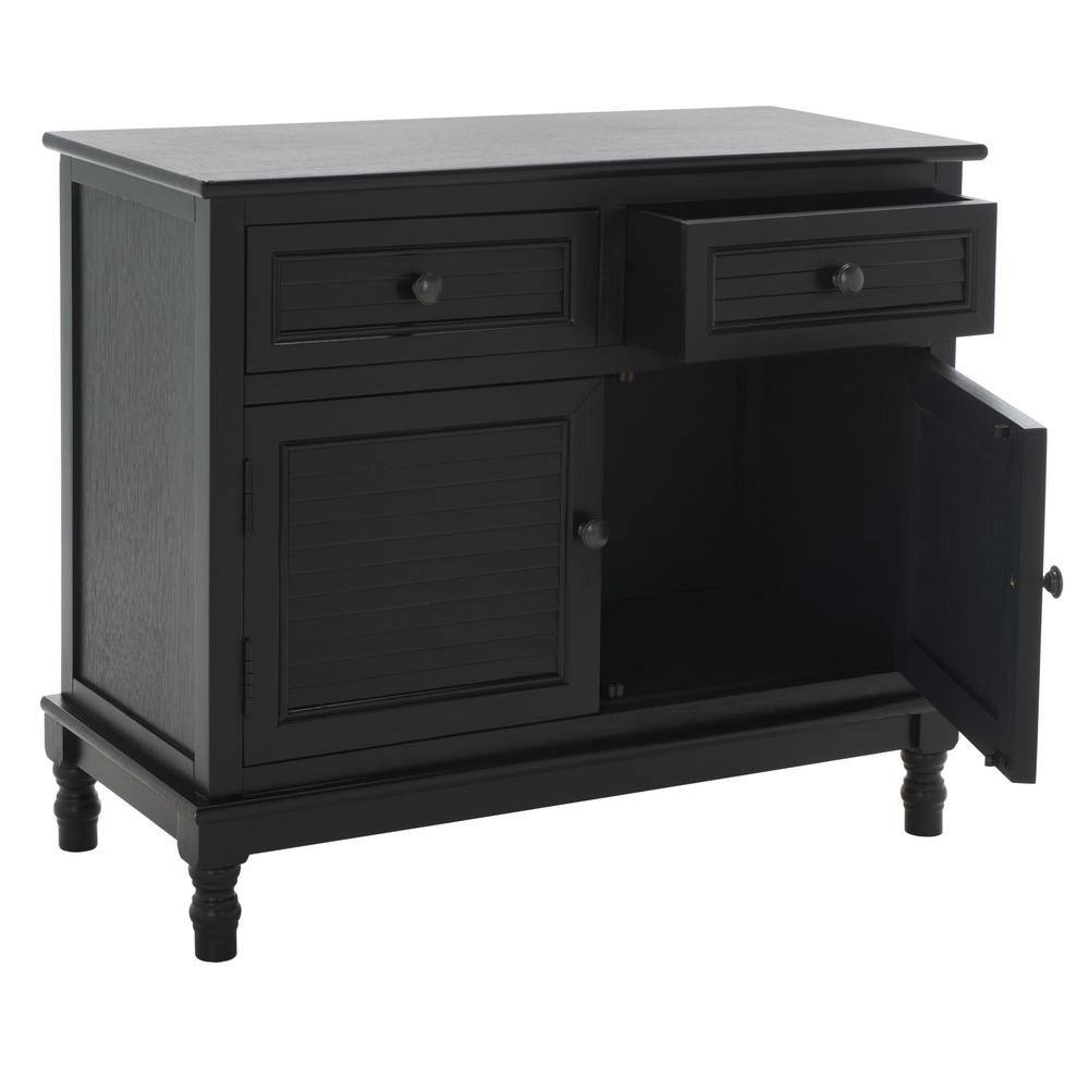 Tate Traditional Farmhouse Chic Black Sideboard with Carved Legs