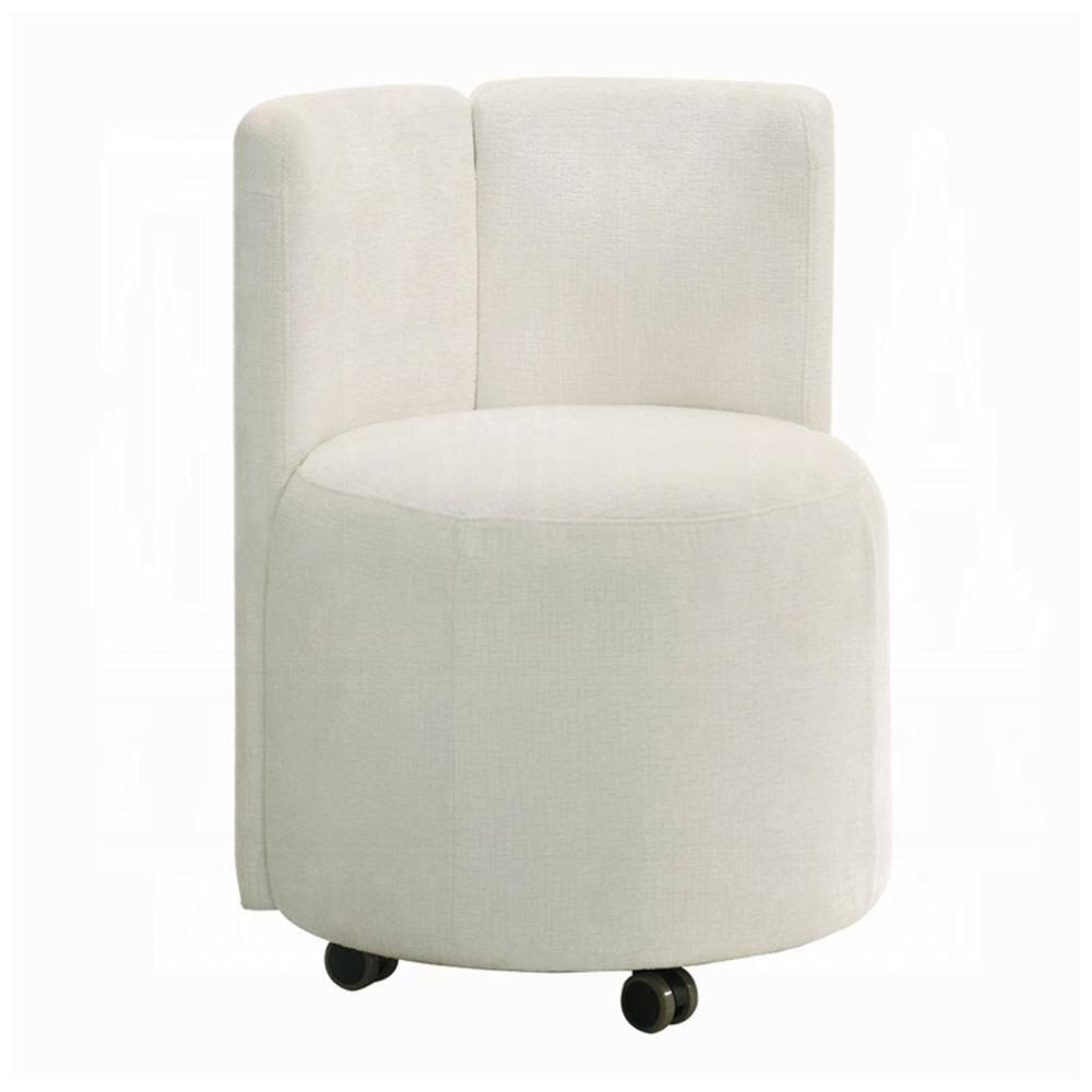 Yodo White Chenille Upholstered Back Dining Side Chair (Set of 2)