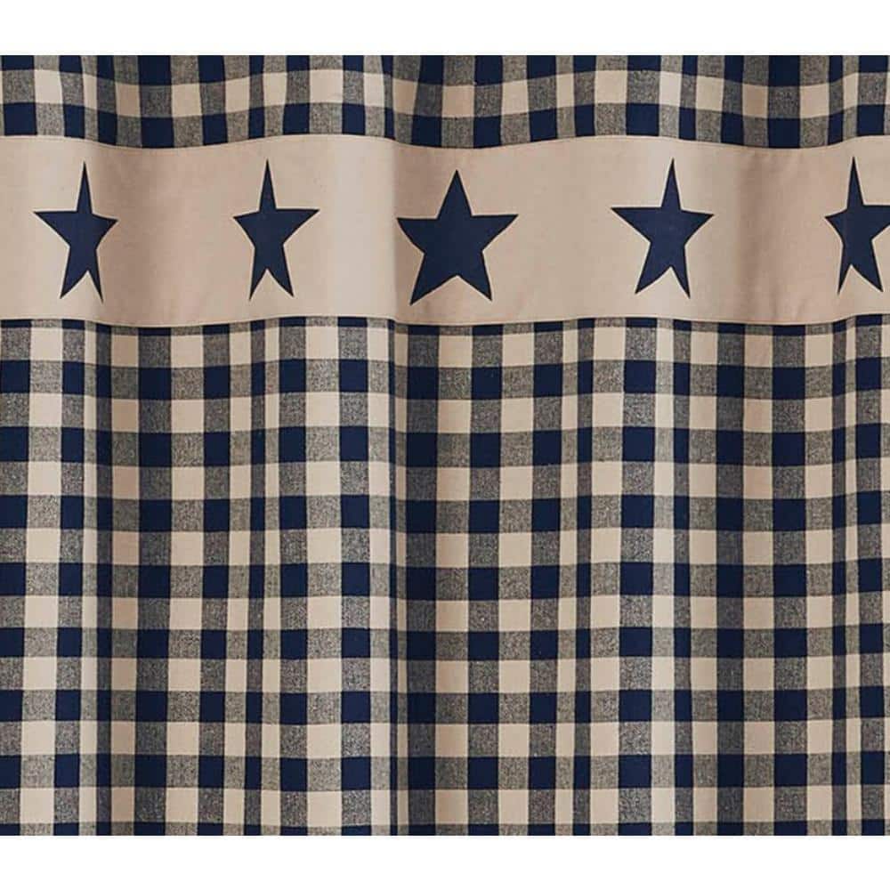 Navy and Khaki Cotton Americana Shower Curtain 72x72