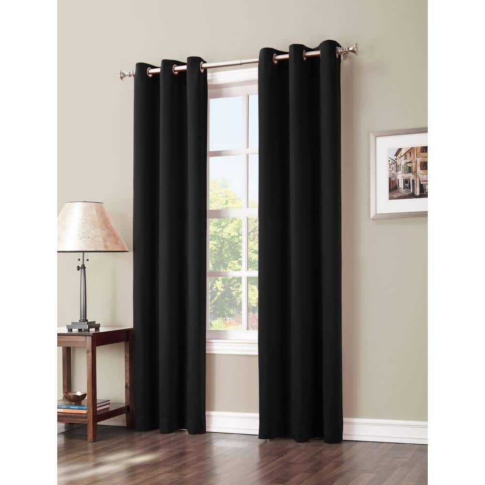 Sun Zero Black Woven Thermal Blackout Curtain 40 In W X 63 In